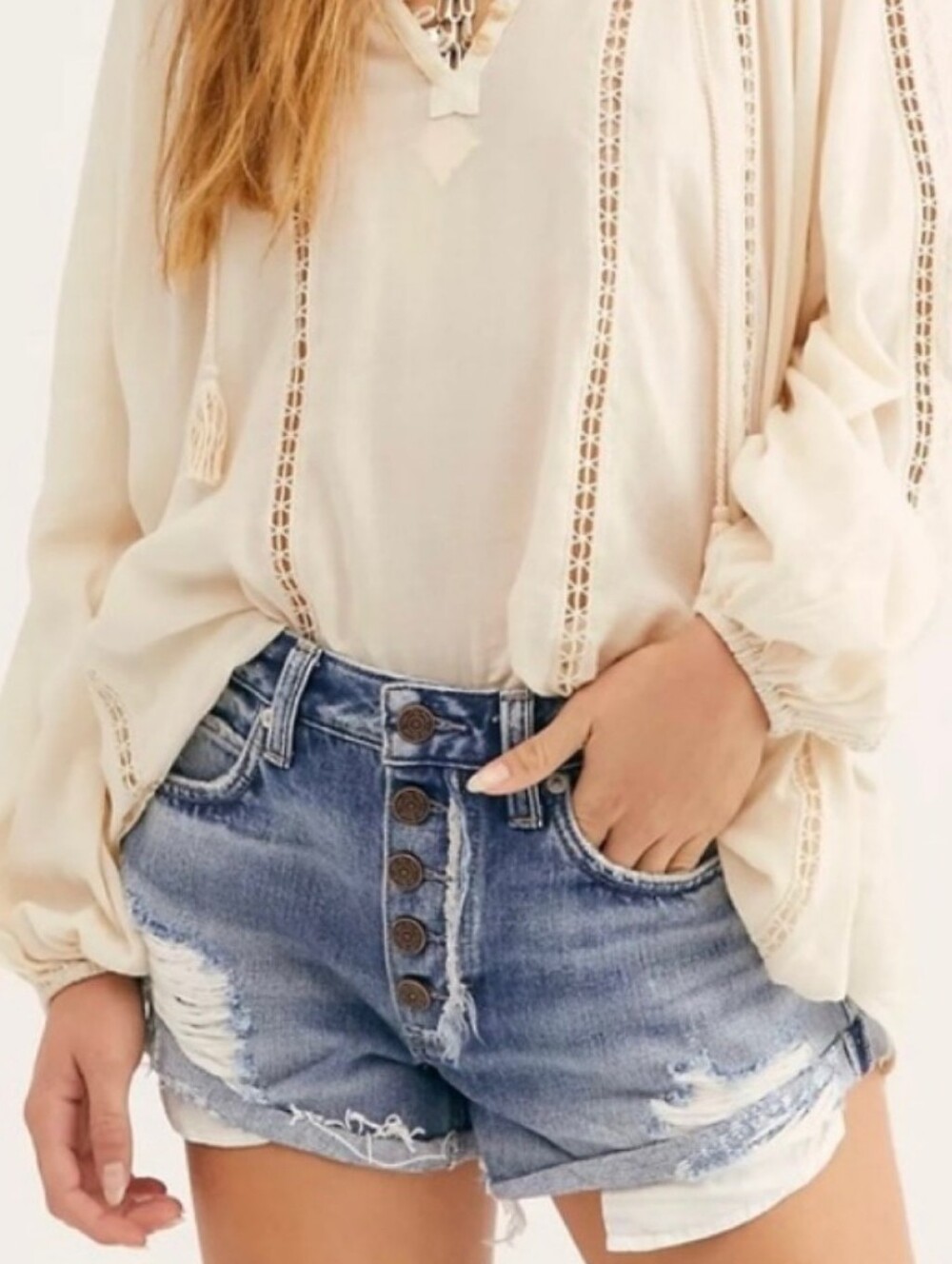 Free People | Romeo Rolled Cutoff Shorts | Button Fly | Bohemian | Summer | Chic